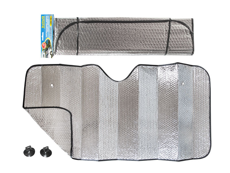 SD002 — Шторка солнцезащитная на лобовое стекло 130 х 60 см SILVER двухсторонняя фольга DOLLEX