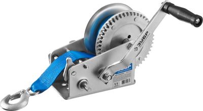 4311511 — Лебедка ручная барабанная зубр профессионал  тяговая  ленточная  1 1т  10м ЗУБР