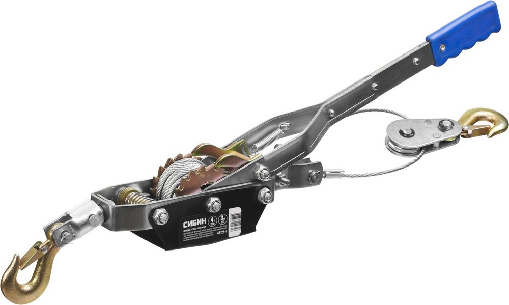 431254 — Лебедка ручная рычажная сибин  тросовая  4т  3м СИБИН