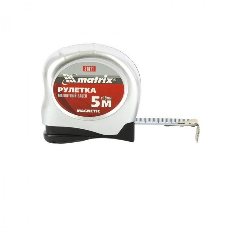31011 — Рулетка Magnetic, 5 м х 19 мм, магнитный зацеп MATRIX