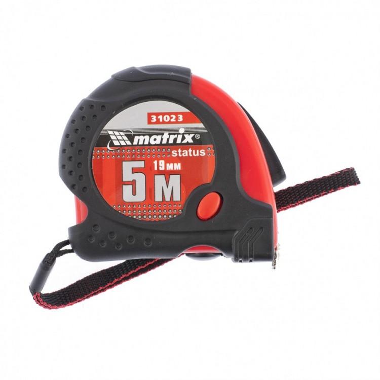 31023 — Рулетка Status magnet fixation, 5 м х 19 мм, обрезиненный корпус, зацеп с магнитом MATRIX