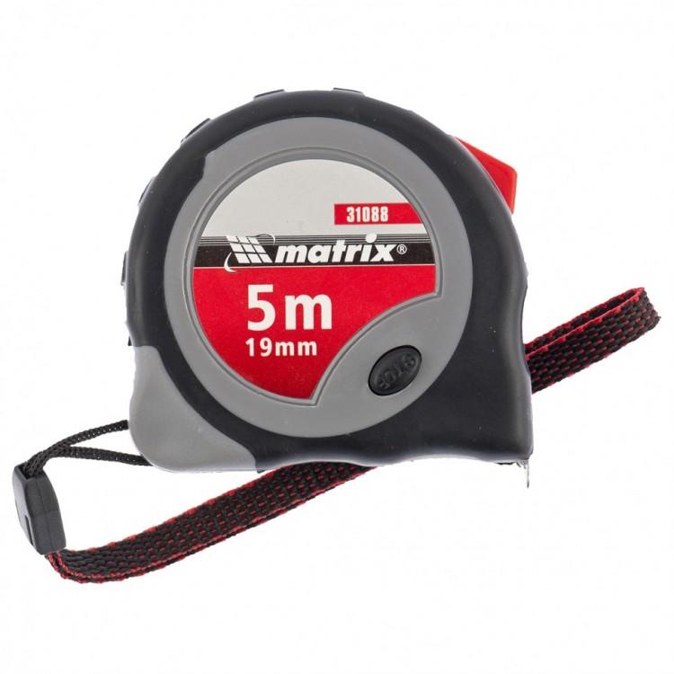 31088 — Рулетка Continuous fixation, 5 м х 19 мм, двухкомпонентный корпус, плавная фиксация MATRIX