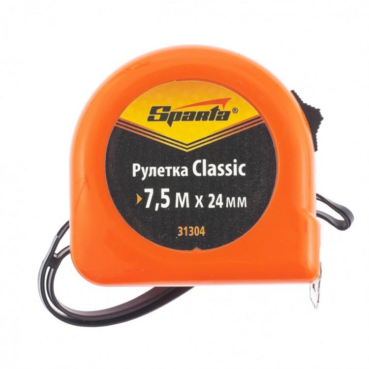 31304 — Рулетка Classic, 7.5 м х 24 мм, пластиковый корпус SPARTA