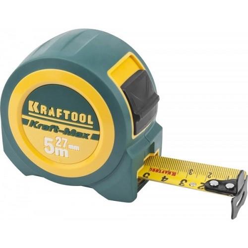 341270527 — KRAFTOOL KRAFTMAX 5м / 27мм мощная профессиональная рулетка со сверхшироким полотном KRAFTOOL