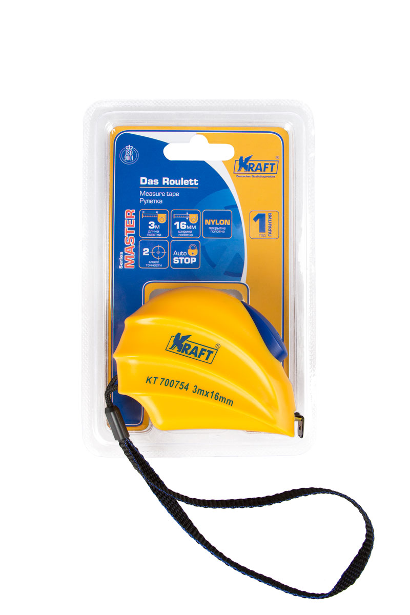 KT700754 — Рулетка 3 м х 16 мм, с автоматической фиксацией KRAFT MASTER KRAFT