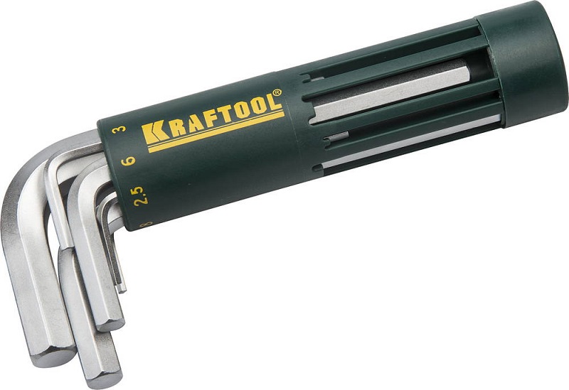 274301Z01 — Набор KRAFTOOL: ключи имбусовые короткие  CRMO сталь  держательрукоятка  HEX 210мм  8 пред KRAFTOOL