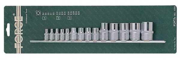 4158 — Набор головок 14 предметов E424 внутренние зведочки FORCE