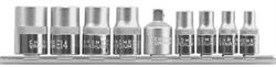 YT0520 — Набор головок торцевых, 9 пр Е-профиль: 1/4 inch: Е5-Е8, 3/8 inch: E10, E12, E14, E16, переходник 1/ YATO