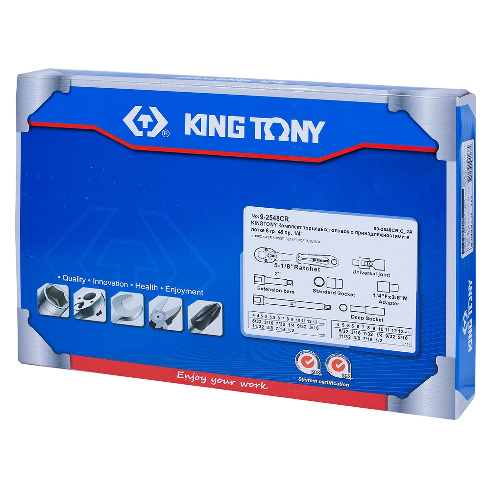 92548CR — Комплектторцевыхголовокспринадлежностямивлотке6гр.48пр.1/4 KINGTONY