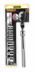 094609 — Набор торцевых головок 3/8 с регулируемой по длине рукояткой с храповым механизмом (9 предметов). STANLEY