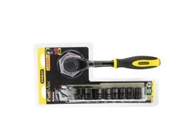 094607 — Набор торцевых головок 1/4 ROTATOR с черным хромированием BLACK CHROME (11 предметов) STANLEY