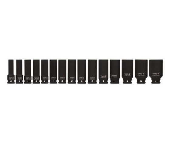YT1055 — Набор головок ударных торцевых глубоких 1/2 INCH, 15 пр 10, 1219, 21, 22, 24, 27, 30, 32 мм, L  78 мм, в метал. боксе YATO