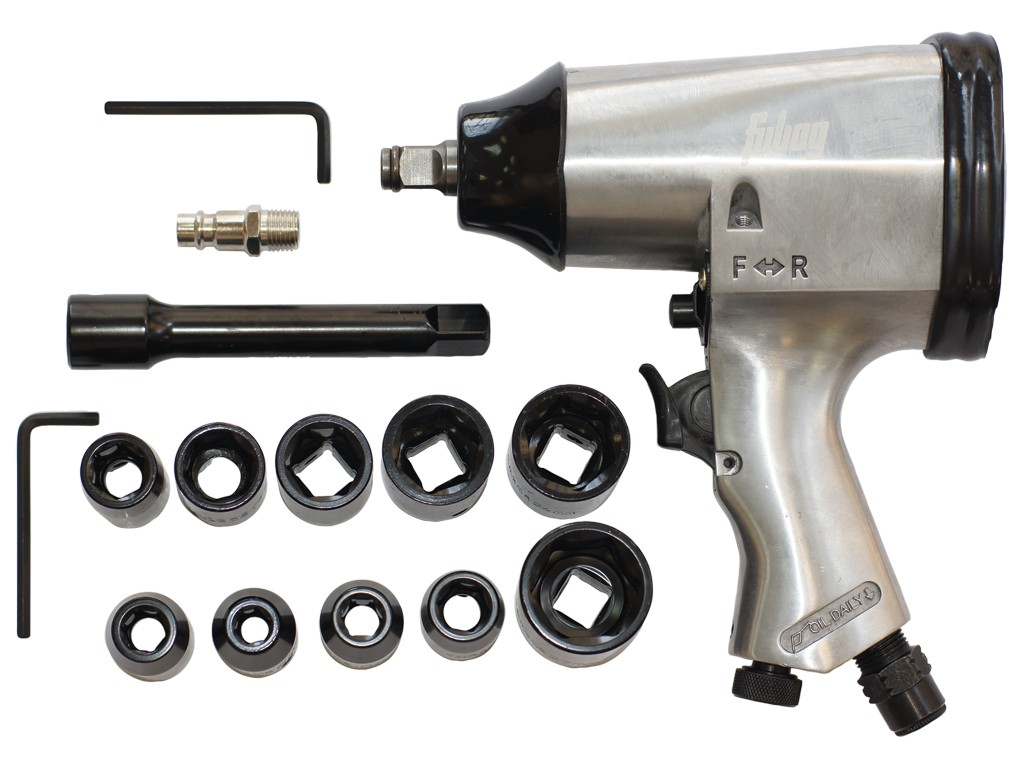 100109 — Пневмогайковерт PW312 (158л/мин, 312н/м, 6,3бар, 1/2) + удлинитель + 10 головок FUBAG