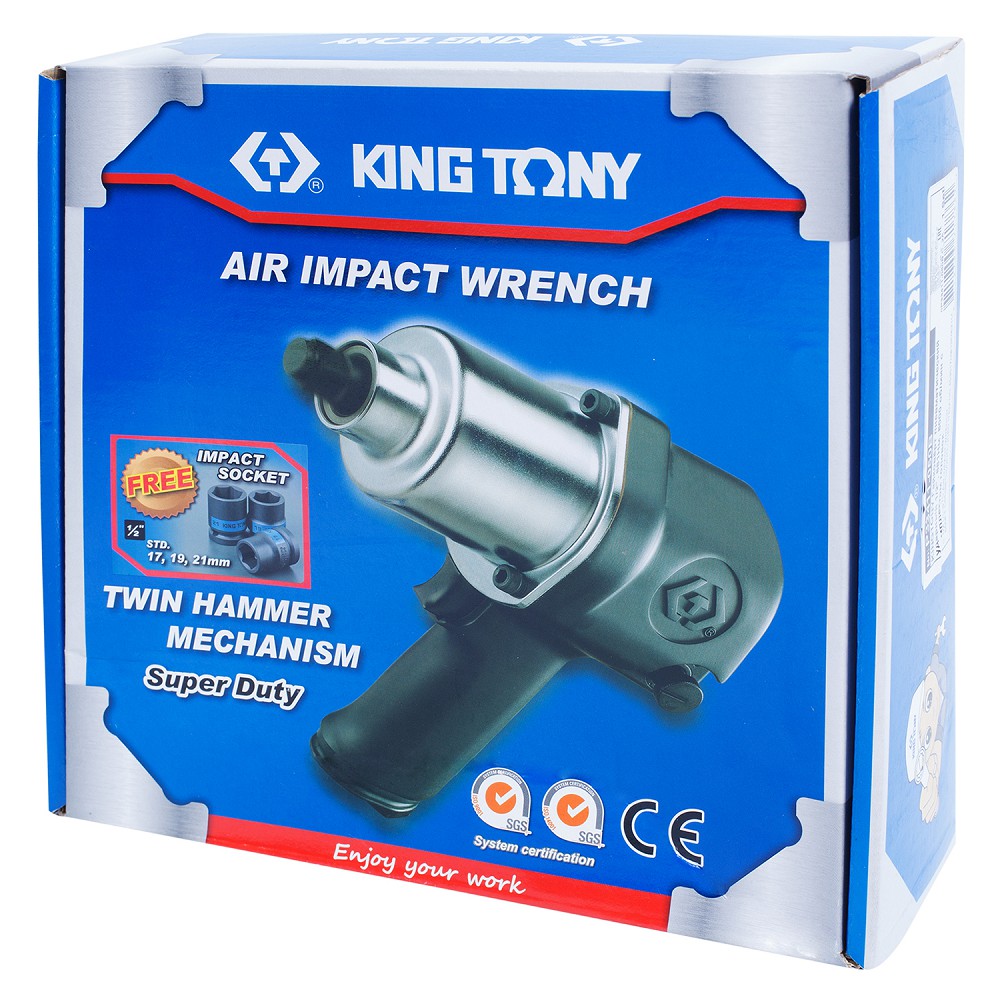 P33411050B — Гайковерт пневматический ударный 1/2 , 881 нм, в комплекте 3 торцевые головки KINGTONY