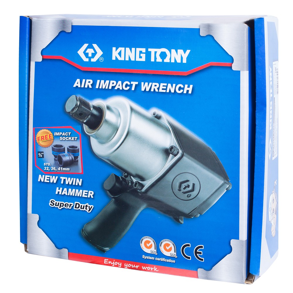 P33621075B — KINGTONYгайковертпневматическийударный3/4,1085нм,вкомплекте3торцевыеголовки KINGTONY