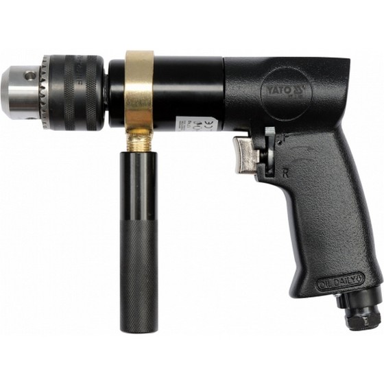 YT09702 — Пневмодрель с реверсом, раб. давление 6,2 бар, 10мм, 700 об/мин, 198 л/мин, с ручкой YATO