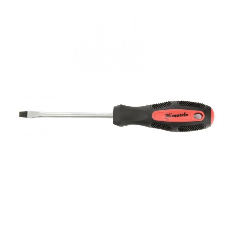 12220 — Отвертка Anti-Slip, SL6,0х100 мм, CrV, 2к рукоятка MATRIX