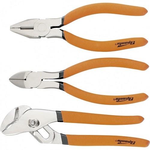 13545 — Набор губцевого инструмента из 3-х предметов №2 (плоскогубцы, бокорезы, клещи перестав.) SPARTA