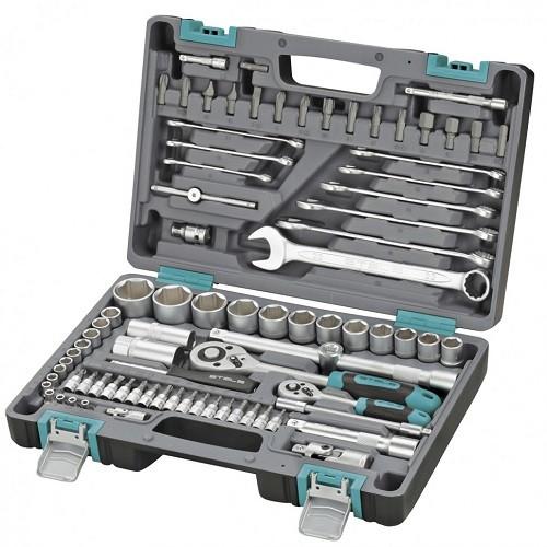 14105 — Набор инструментов, 1/2", 1/4", CrV, пластиковый кейс 82 предм. STELS