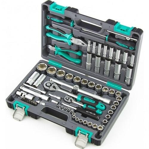 14108 — Набор инструментов, 1/2", 1/4", CrV, пластиковый кейс 69 предм. STELS