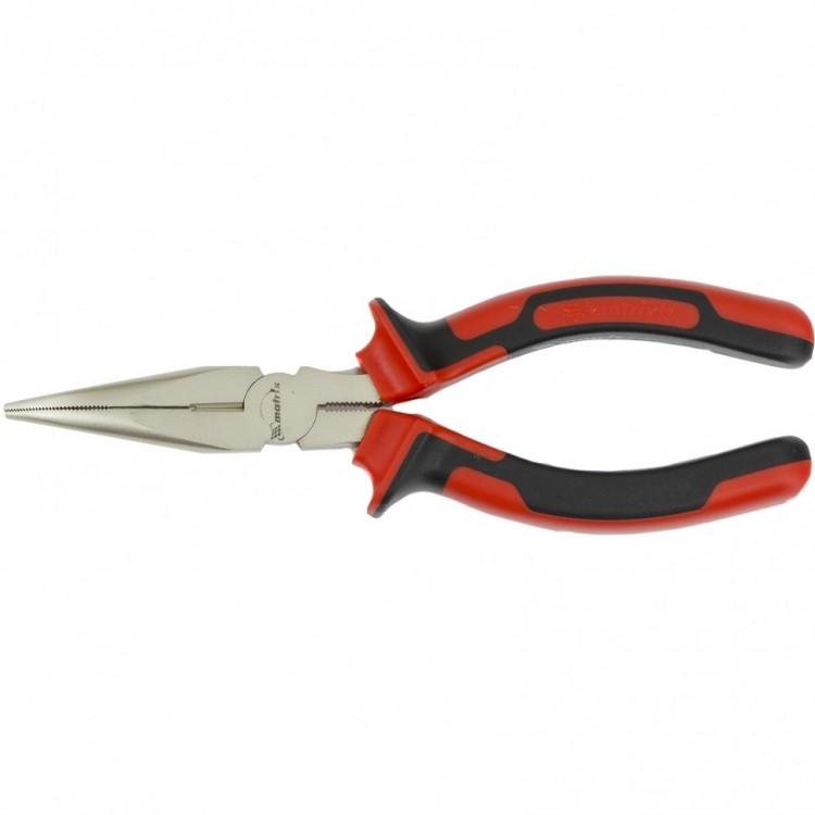 17420 — Длинногубцы NICKEL, 160 мм, изогнутые никелированные, двухкомпонентные рукоятки MATRIX