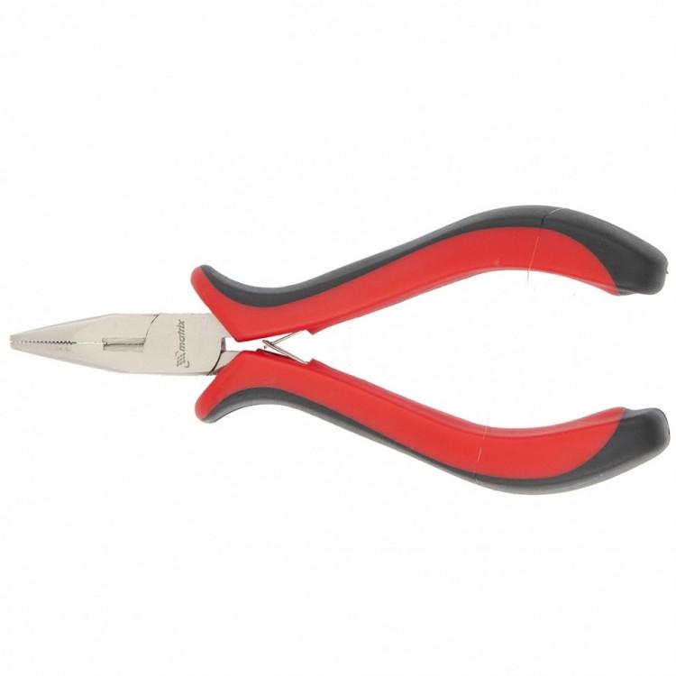 17810 — Длинногубцы Mini, 130 мм, никелированные, прямые, авторазжим, двухкомпонентные рукоятки MATRIX