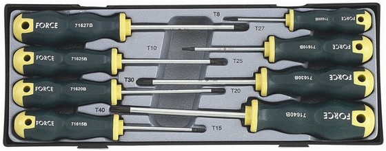2086 — Набор отвёрток Torx (8предм.) Т8,Т10,Т15,Т20,Т25,Т27,Т30,Т40 FORCE