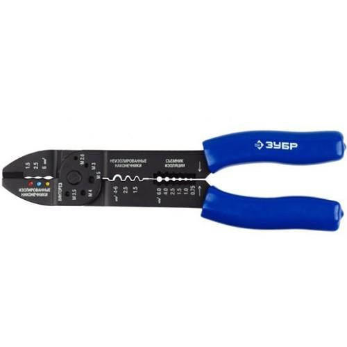 2266722 — Электропассатижи  съемник 0.8  2.6 мм  кусачки  обжим наконечников  винторез  230 мм  зубр ЗУБР