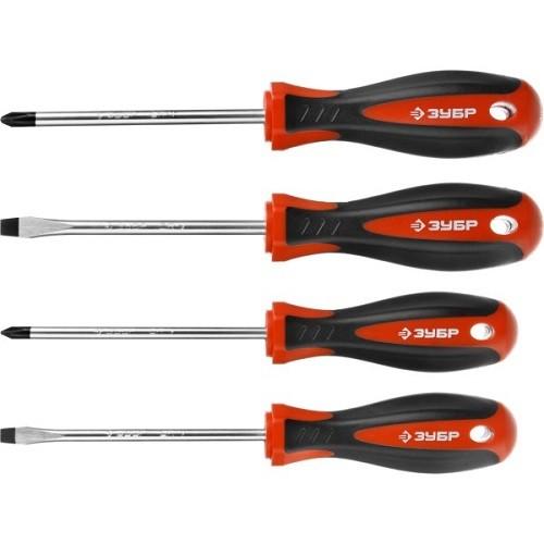 25065H4Z02 — Набор зубр мастер: отвертки  CRV  эргономичная двухкомпонентная рукоятка  4шт ЗУБР