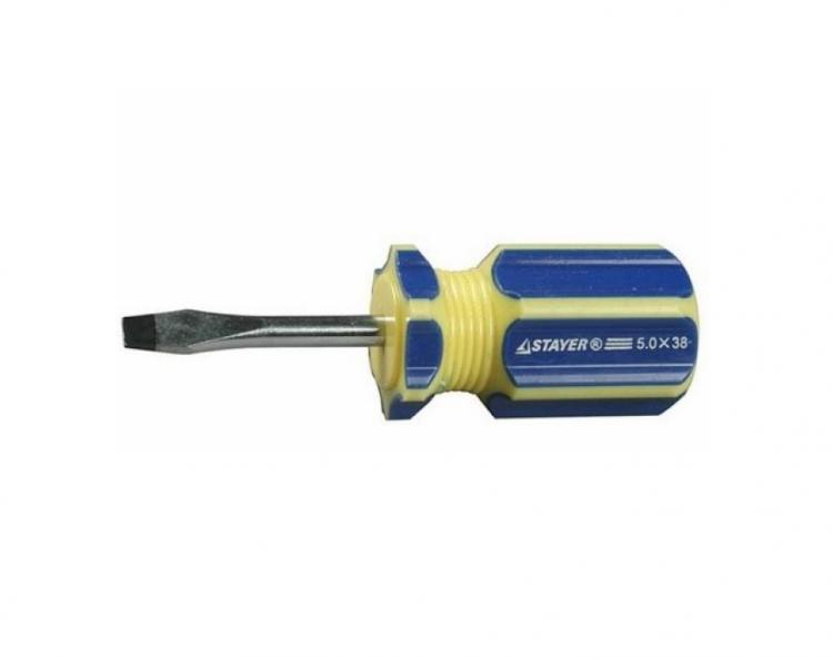 25093847Z01 — Отвертка STAYER MASTER  двухкомпонентная рукоятка  магнитный наконечник  STUBBY   бочка    SL4 7X38мм STAYER