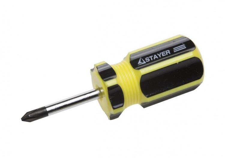 2510381Z01 — Отвертка STAYER MASTER  двухкомпонентная рукоятка  магнитный наконечник  STUBBY   бочка    PH1X38мм STAYER