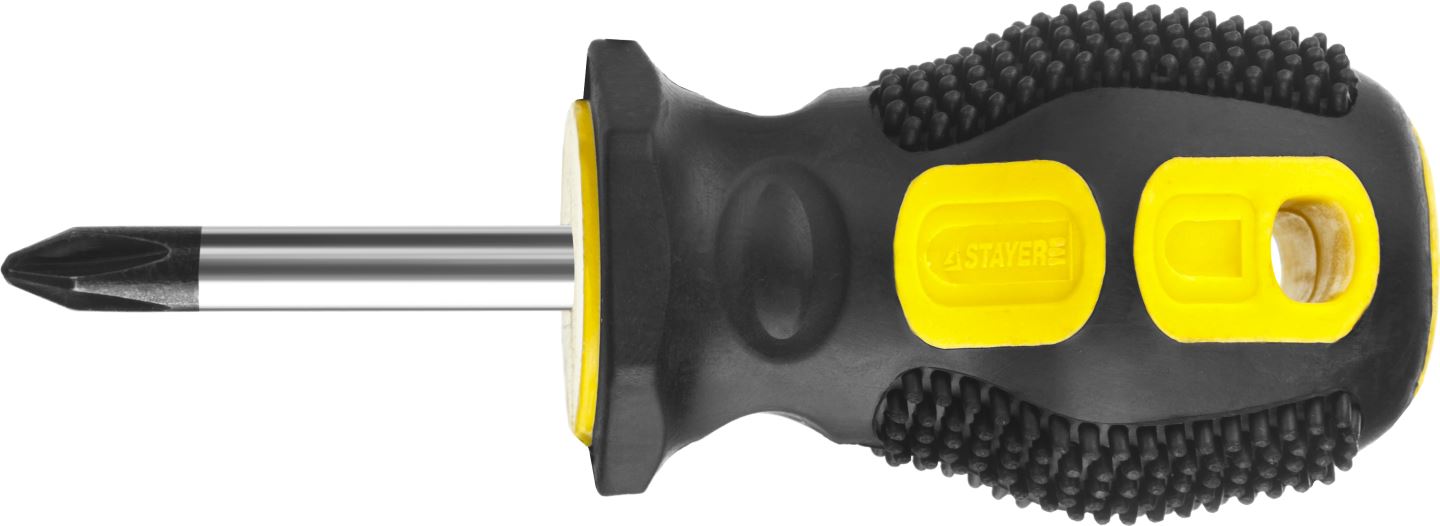2510382Z02 — MAXFIX отвертка  двухкомпонентная рукоятка  магнитный наконечник  STUBBY  бочка   PH2X38мм  STAYER STAYER