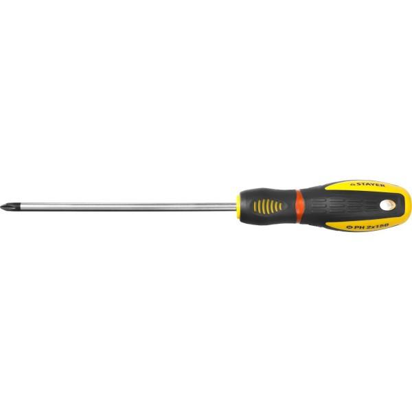 25132215Z02 — Отвертка STAYER PROFI PROTECH  двухкомп рукоятка  намагниченная  CRMO  PH2X150мм STAYER
