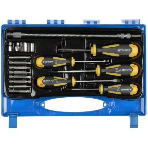 25134H18Z01 — Набор STAYER PROFESSIONAL PROTECH: отвертки  CRMO  двухкомп рукоятка  намагниченные  32 предмета  в кейсе STAYER