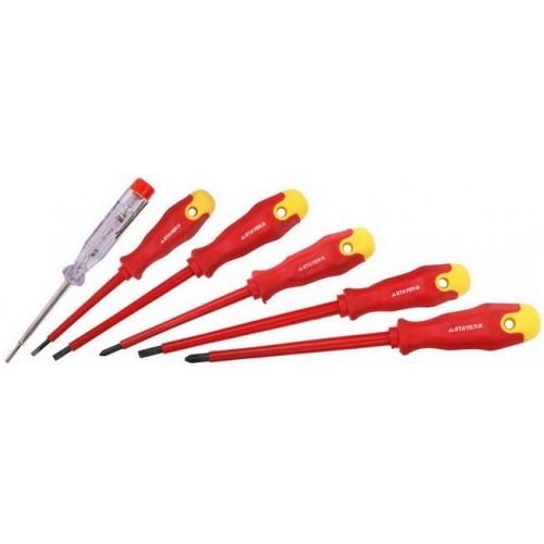 25145H6Z01 — Набор STAYER PROFI ELECTRO: отвертки диэлектрические  тестер  100250в  CRV  6шт STAYER