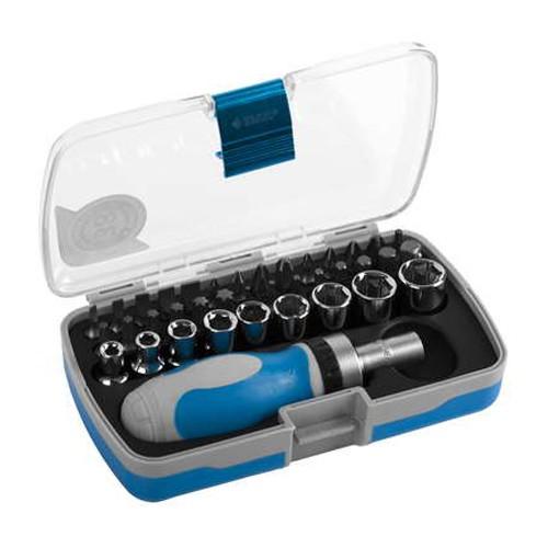 25288H38 — Набор зубр отвертка эксперт реверс.с насадками  2хкомпон. ручка  HEX1/4  SQ1/4 в пласт. боксе  38 пред. ЗУБР