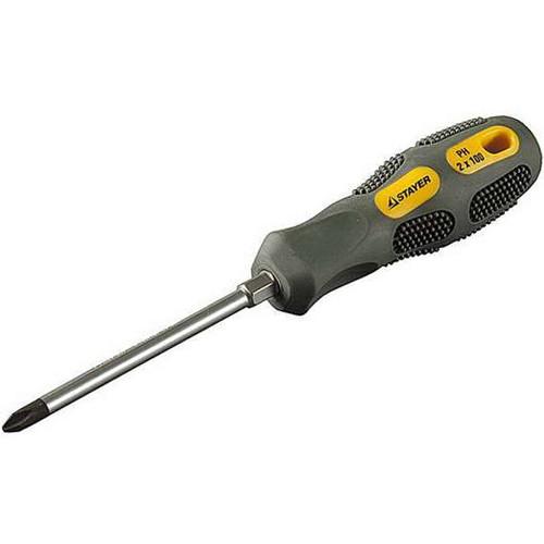 258223150GF — Отвертка STAYER MAXGRIP REGULAR  CRV  намагниченная с усилит  PZ №3X150мм STAYER
