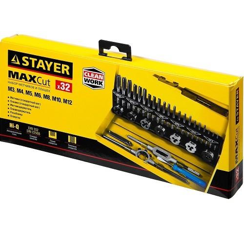 28014H32 — Набор метчиков и плашек STAYER MASTER  плашки 7шт  метчики компл. 21шт  метчикодерж. 1шт  плашкодерж. 1шт  резьбомер 1шт  отвертка 1шт  32 предмета STAYER
