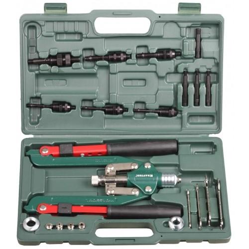 31182 — Заклепочник складной  KRAFTOOL RS77 31182  резьбовые м4 м5 м6 м8 м10 м12  вытяжные D=2 46 4 мм и штифты м4 м5 м6 м8  из алюминия  стали  нерж стал KRAFTOOL