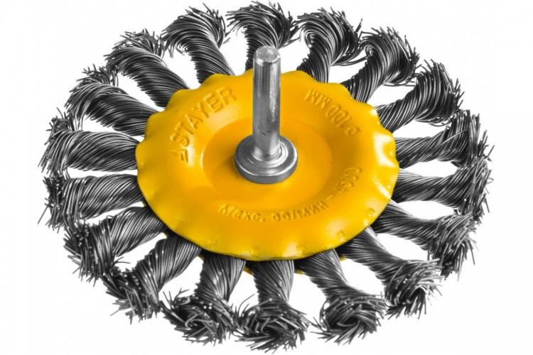 35115100 — STAYER PROFESSIONAL. щетка дисковая для дрели  жгутированная стальная проволока 0 5мм  100мм STAYER