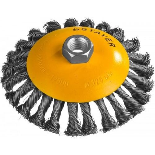 35135125 — Щетка коническая для ушм жгутированная стальная проволок STAYER