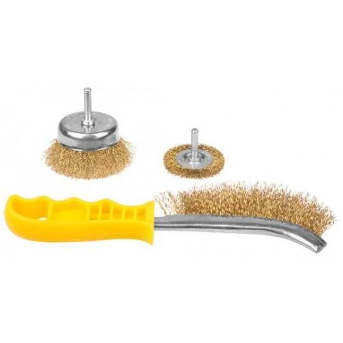 35151H3Z01 — STAYER PROFESSIONAL. набор щетоккрацовок  витая стальная латунированная проволока 0 3мм  дисковая 50мм  чашечная 75мм  ручная  3шт STAYER