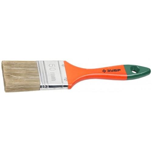 401009050 — Кисть плоская зубр лазурьмастер  смешанная щетина  деревянная ручка  50мм ЗУБР