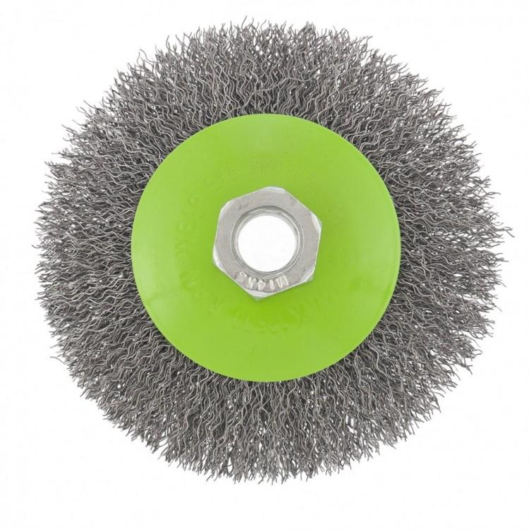 746087 — Щетка для УШМ, 100 мм, М14, "тарелка", витая проволока 0,3 мм СИБРТЕХ