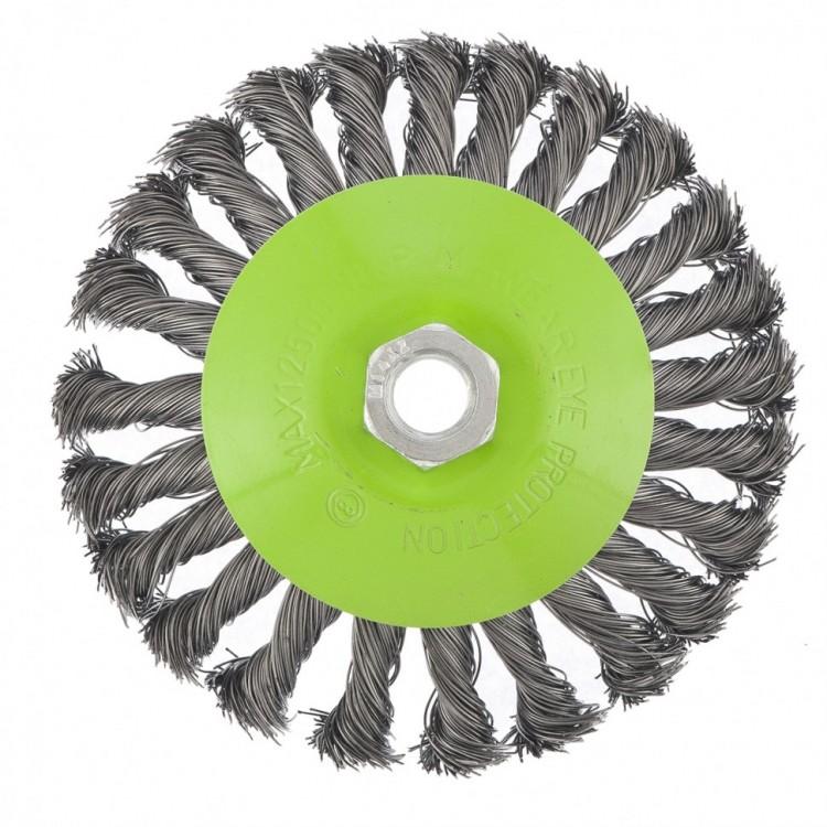 746117 — Щетка для УШМ, 125 мм, М14, Тарелка, крученая проволока 0,5 мм СИБРТЕХ