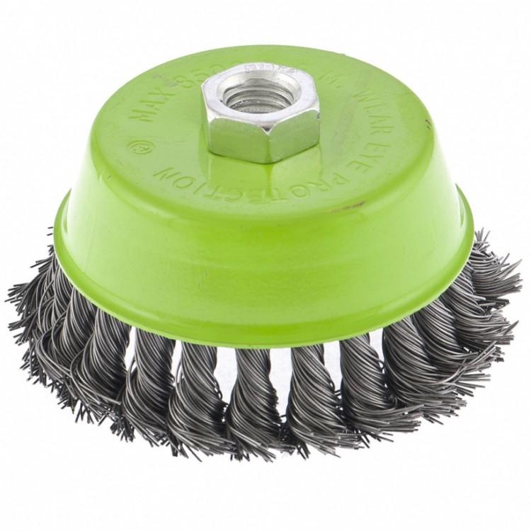 746287 — Щетка для УШМ, 100 мм, М14, Чашка, крученая проволока 0,5 мм СИБРТЕХ