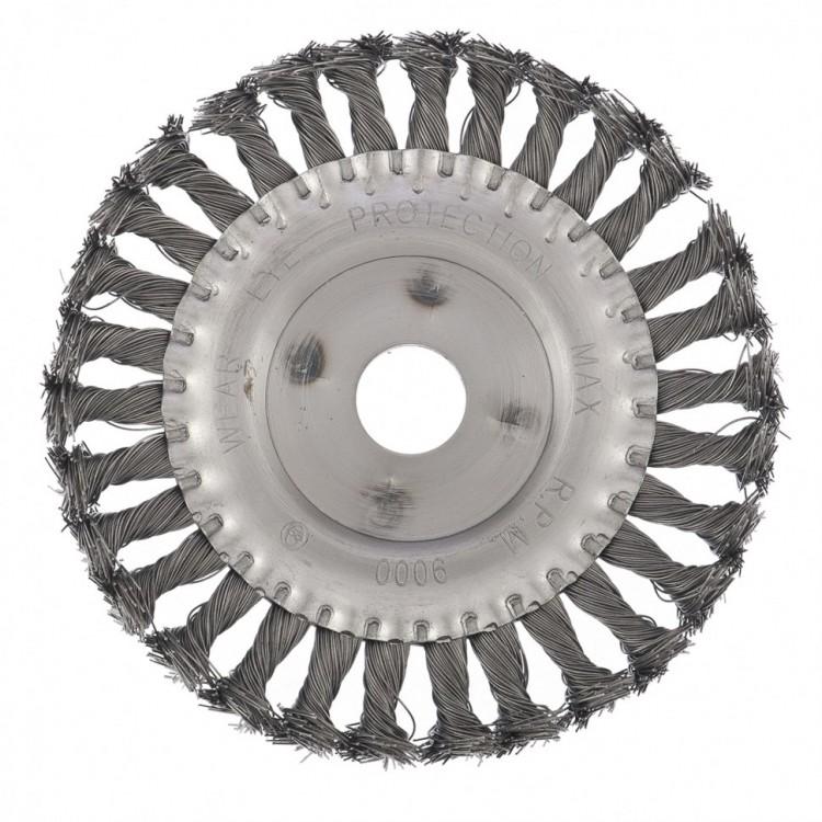 746347 — Щетка для УШМ, 150 мм, посадка 22,2 мм, Плоская, крученая проволока 0,5 мм СИБРТЕХ