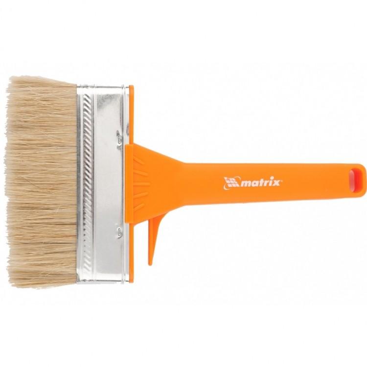83395 — Кисть плоская для фасадных работ, 120х35 мм, натуральная щетина, пластиковая рукоятка MATRIX