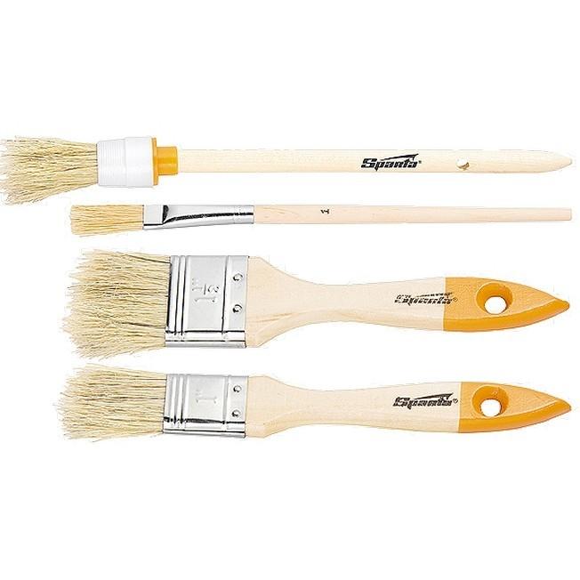 841135 — Набор кистей, 4 шт. (плоские 3/4", 1,5", круглые №1,№2.) SPARTA