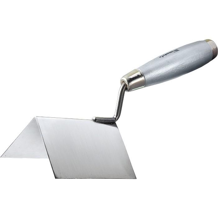 86312 — Мастерок из нерж. стали, 80 х 60 х 60 мм, для внешних углов, деревянная ручка MATRIX